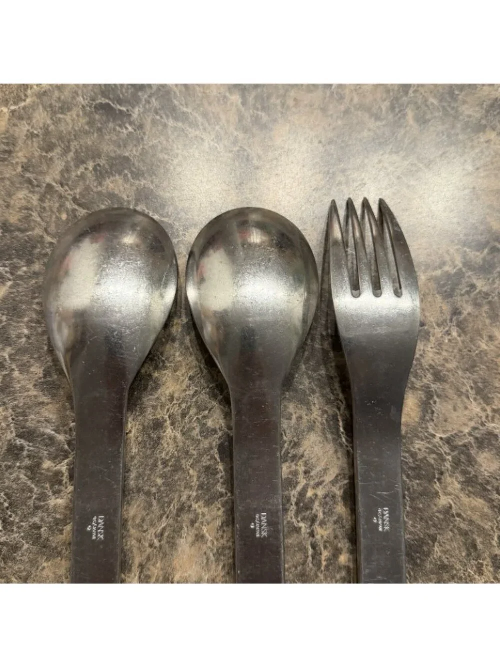 Dansk Thebe Stainless 3 Serving Set Serving Spoon Meat Fork Japan Satin Ribbed